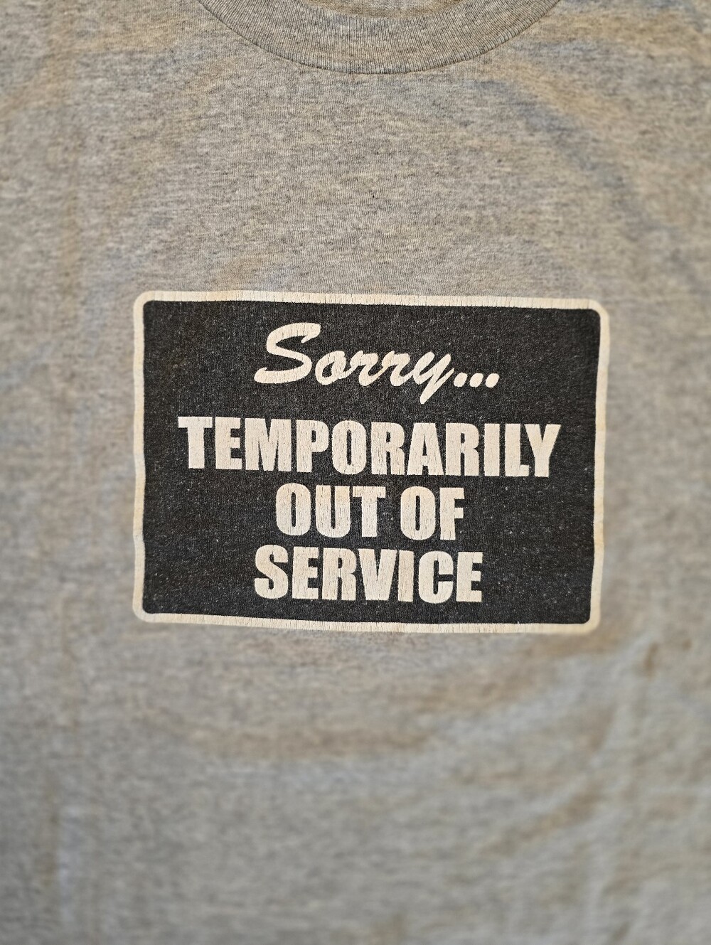 Men's Y2K Sorry... Temporarily Out of Service Graphic Tee - Gray